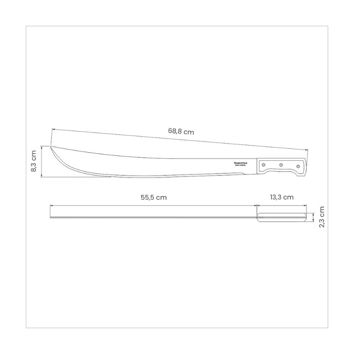 TRAMONTINA Machete with Carbon Steel Blade and Wood Handle - 560mm / 22"