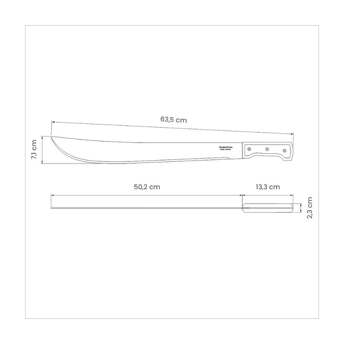 TRAMONTINA Machete with Carbon Steel Blade and Wood Handle - 500mm / 20"