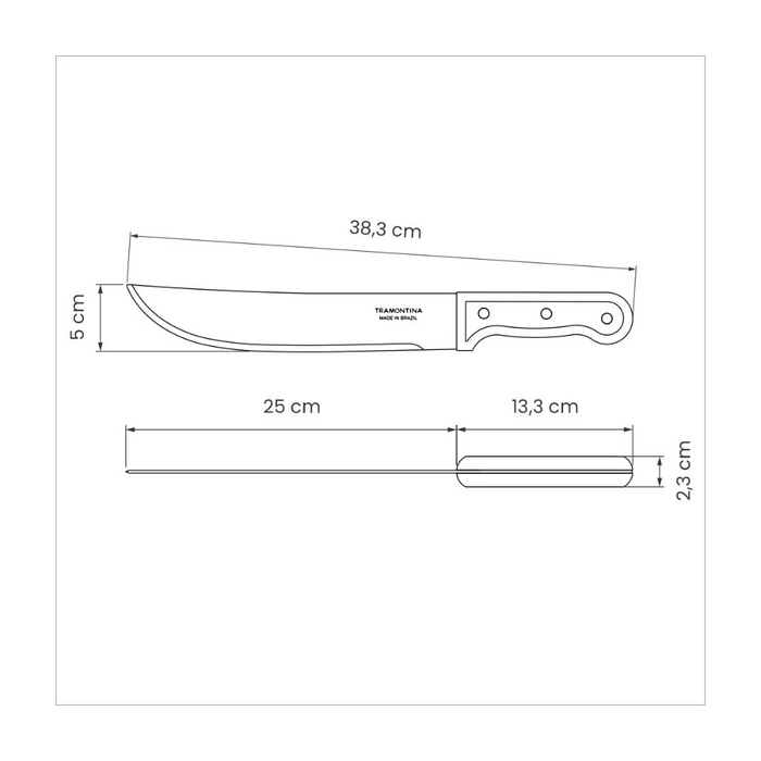 TRAMONTINA Machete with Carbon Steel Blade and Wood Handle - 300mm / 12"