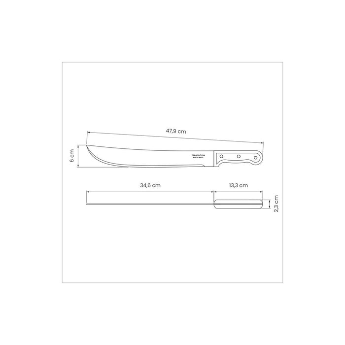 TRAMONTINA Machete with Carbon Steel Blade and Wood Handle - 480mm / 14"