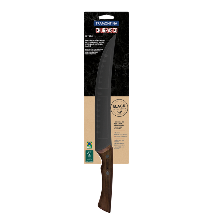 TRAMONTINA CHURRASCO Black Butcher Knife 10"