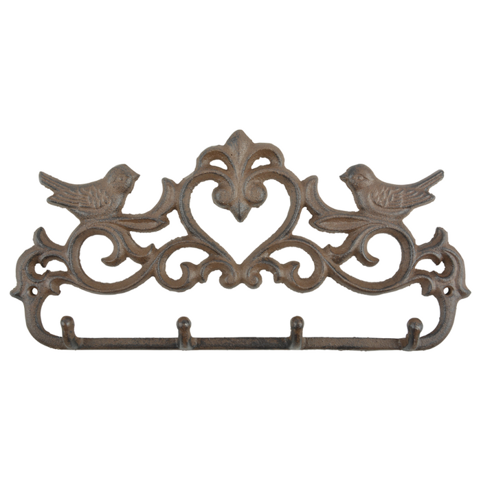 ESSCHERT DESIGN Cast Iron Bird & Heart Wall Hook