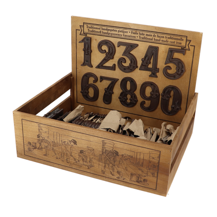 ESSCHERT DESIGN Cast Iron House Number Set w/ Display Crate