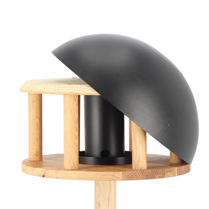 ESSCHERT DESIGN Freestanding Black & Oak Bird Feeder - Round