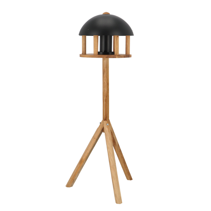 ESSCHERT DESIGN Freestanding Black & Oak Bird Feeder - Round