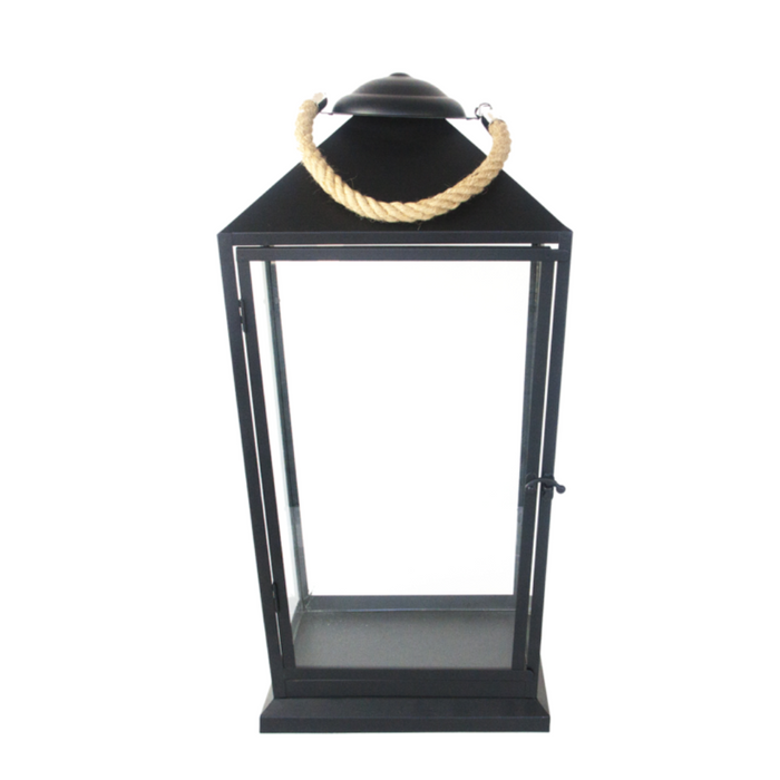 ESSCHERT DESIGN Black Lantern w/ Hanging Rope - Large