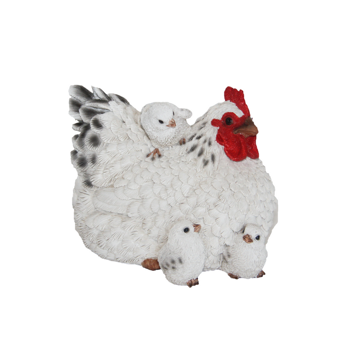 ESSCHERT DESIGN Lying Hen w/ Chicks Statue - Set of 3