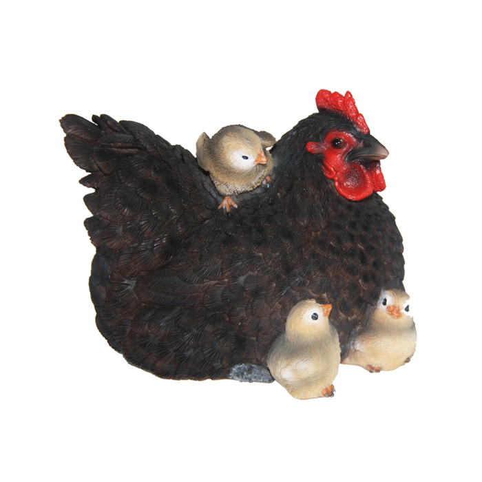 ESSCHERT DESIGN Lying Hen w/ Chicks Statue - Set of 3