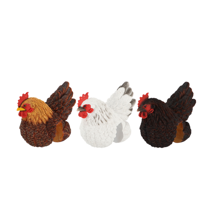 ESSCHERT DESIGN Sitting Fence Chicken Statue - Set of 3