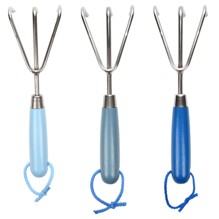 ESSCHERT DESIGN 'Blue Shades' Hand Rake / Cultivator - Set of 3