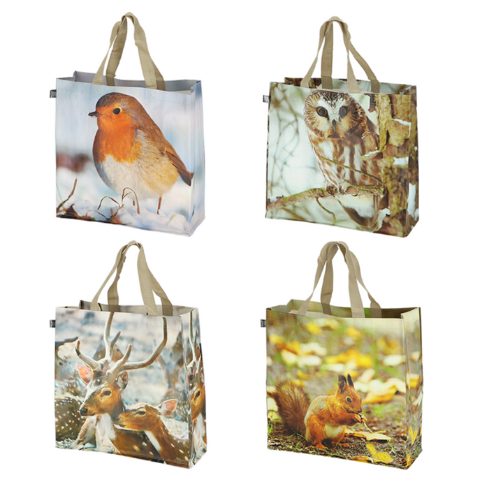 ESSCHERT DESIGN 'Nature Print' Shopping Bag Set - Deer, Squirrel, Robin, Owl