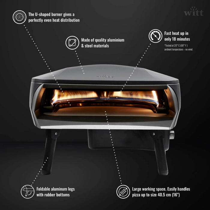 WITT Etna Fermo Gas Powered Pizza Oven 16" - Graphite