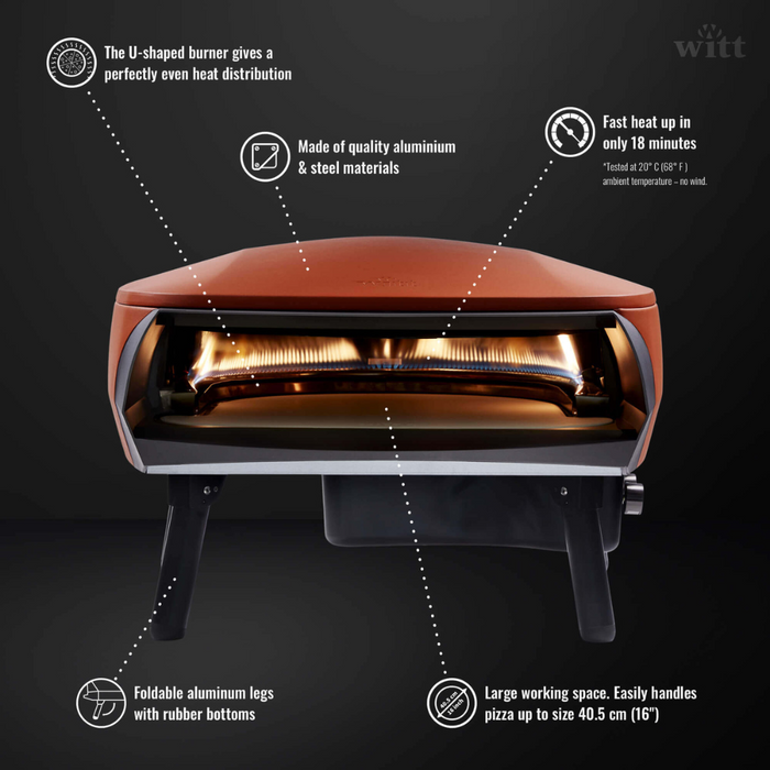 WITT Etna Fermo Gas Powered Pizza Oven 16" - Orange