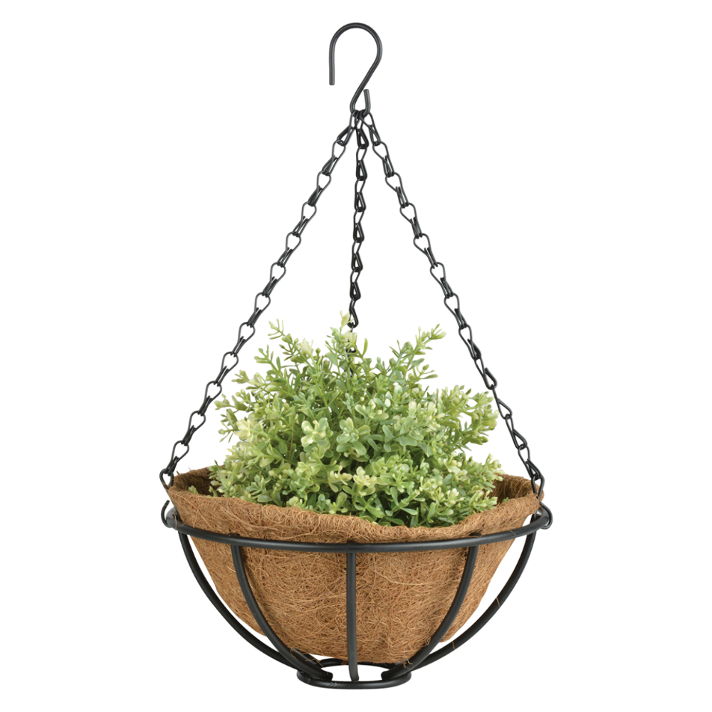 Esschert Design Hanging Basket 30,5 Cm Mit Kokoseinlage & Aufhängekette - Blumenampel Für Garten & Balkon
